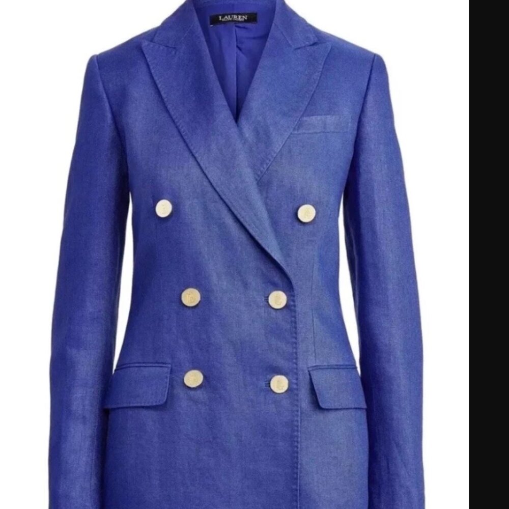 Lauren Ralph Lauren 100% Linen Blazer 22W Blue